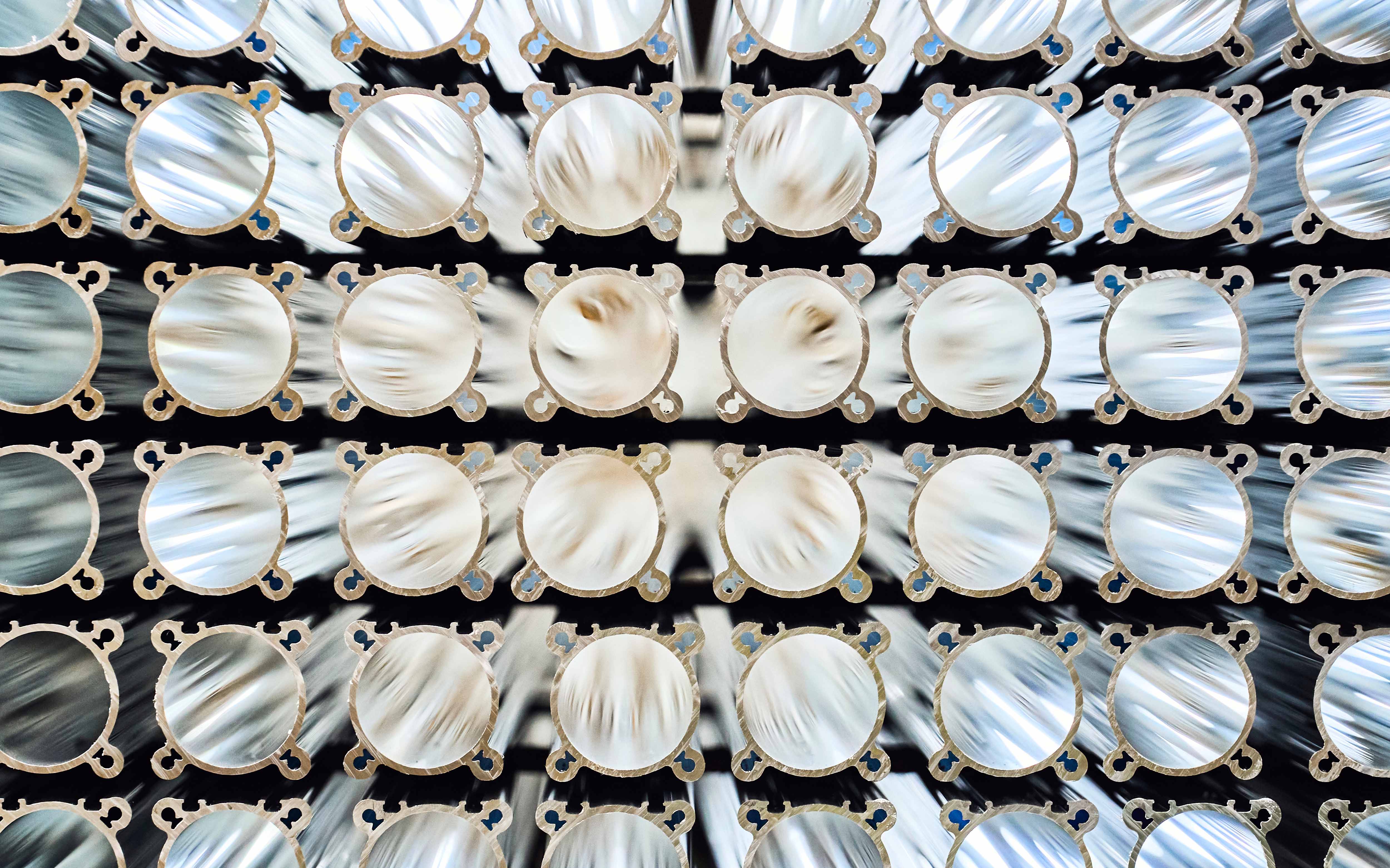 Cross-section of extruded aluminium profile ends